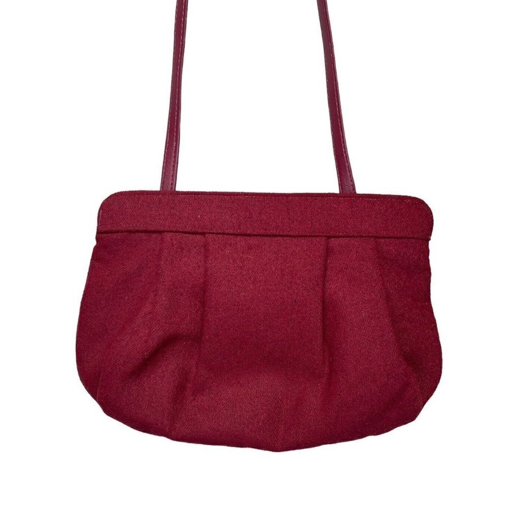 Vintage Margaret Smith Red‎ Wool Clutch Purse handbag